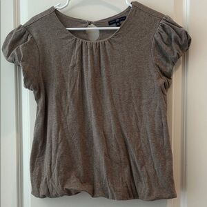 Gap Vintage wool blend Top w/Puff cap Sleeves peephole button back size M brown